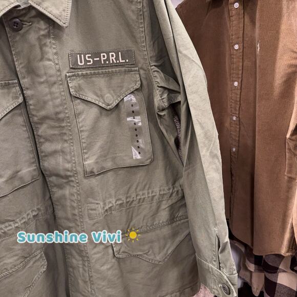 NWT Polo Ralph Lauren Woman Iconic Field Jacket Hoodie Patches Olive small - Picture 6 of 9